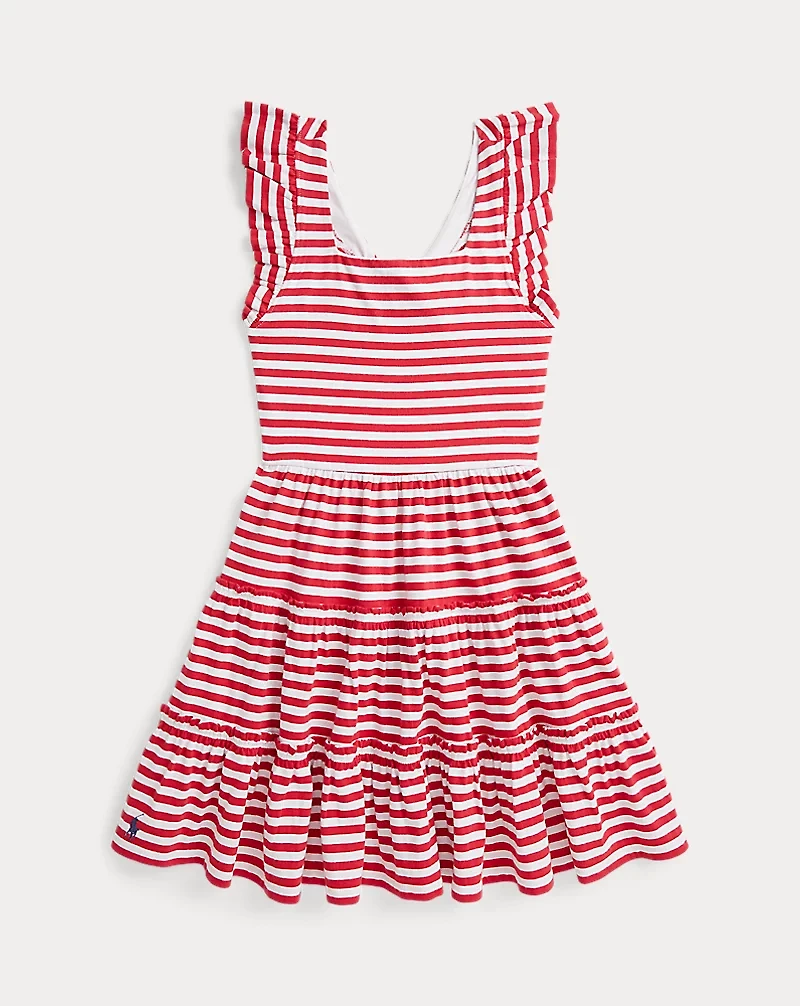 Striped Ruffled Cotton Jersey Dress