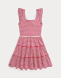 Striped Ruffled Cotton Jersey Dress