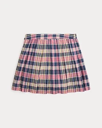 Plaid Pleated Madras Wrap Skirt
