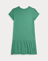 Big Pony Pleated Cotton Jersey Dress