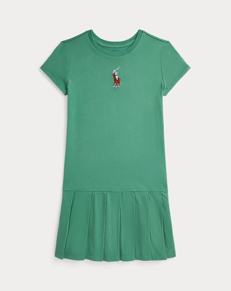 Big Pony Pleated Cotton Jersey Dress
