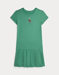 Big Pony Pleated Cotton Jersey Dress