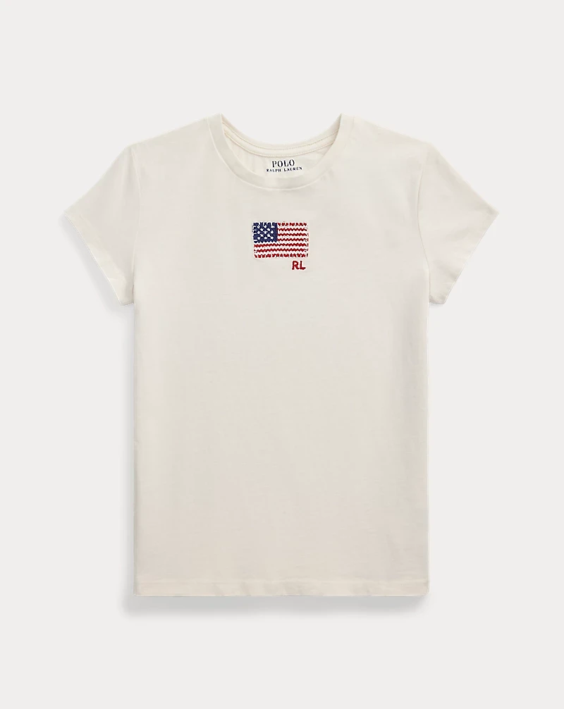 Flag-Appliqué Cotton Jersey Tee