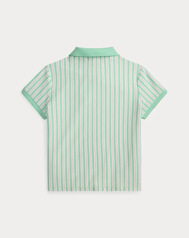 Striped Oxford Mesh Boxy Polo Shirt