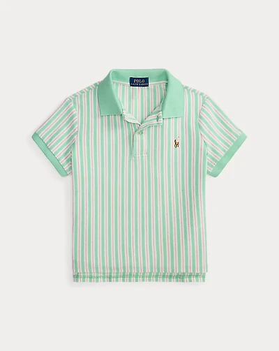 Striped Oxford Mesh Boxy Polo Shirt