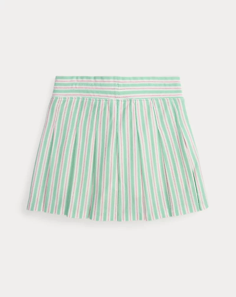 Striped Pleated Oxford Mesh Skort