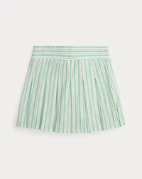 Striped Pleated Oxford Mesh Skort