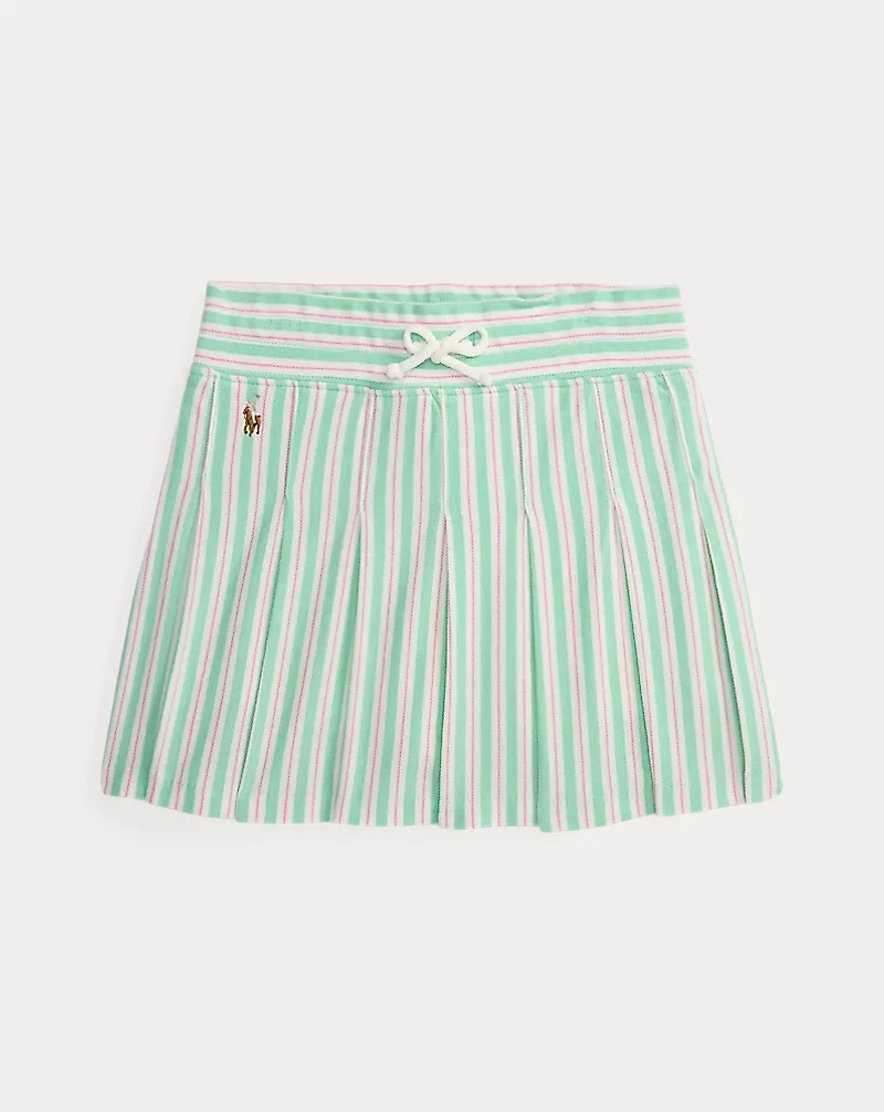Striped Pleated Oxford Mesh Skort
