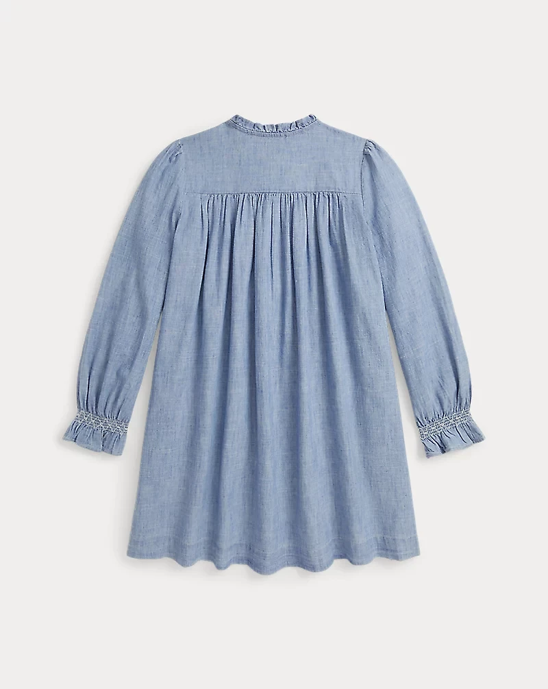 Smocked Indigo Chambray Dress
