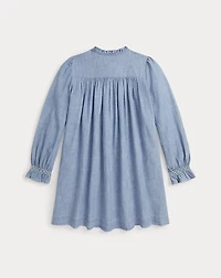 Smocked Indigo Chambray Dress