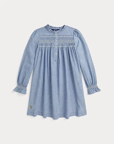 Smocked Indigo Chambray Dress