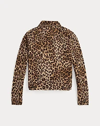 Leopard-Print Denim Trucker Jacket