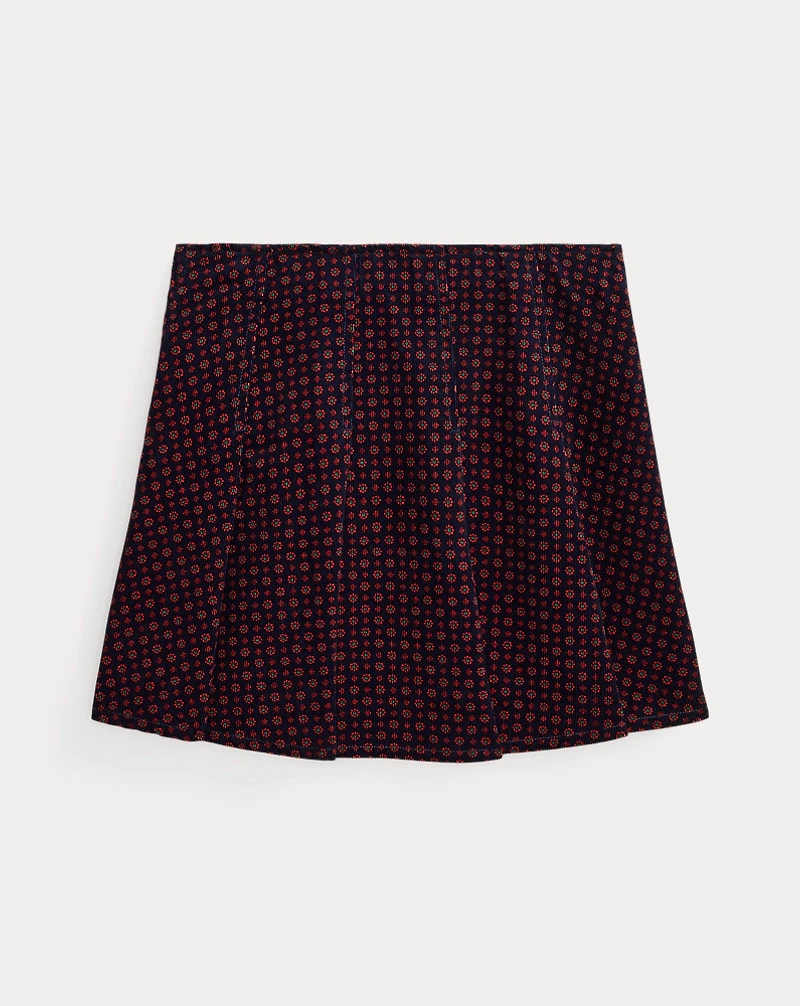 Floral Pleated Corduroy Skirt