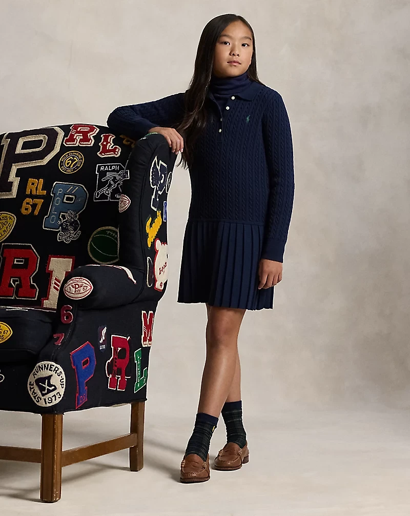 Mini-Cable Polo Sweater Dress