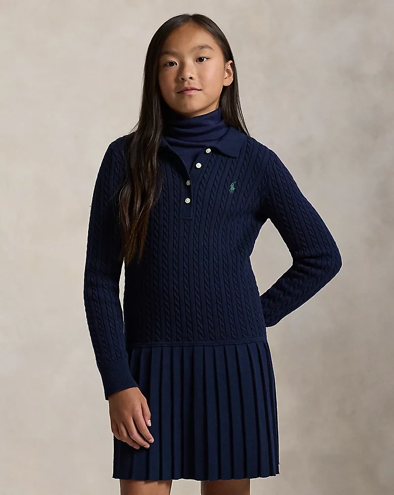 Mini-Cable Polo Sweater Dress