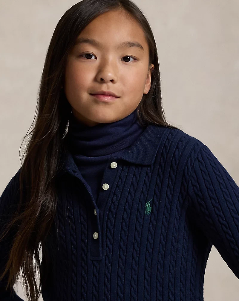 Mini-Cable Polo Sweater Dress