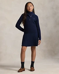 Mini-Cable Polo Sweater Dress