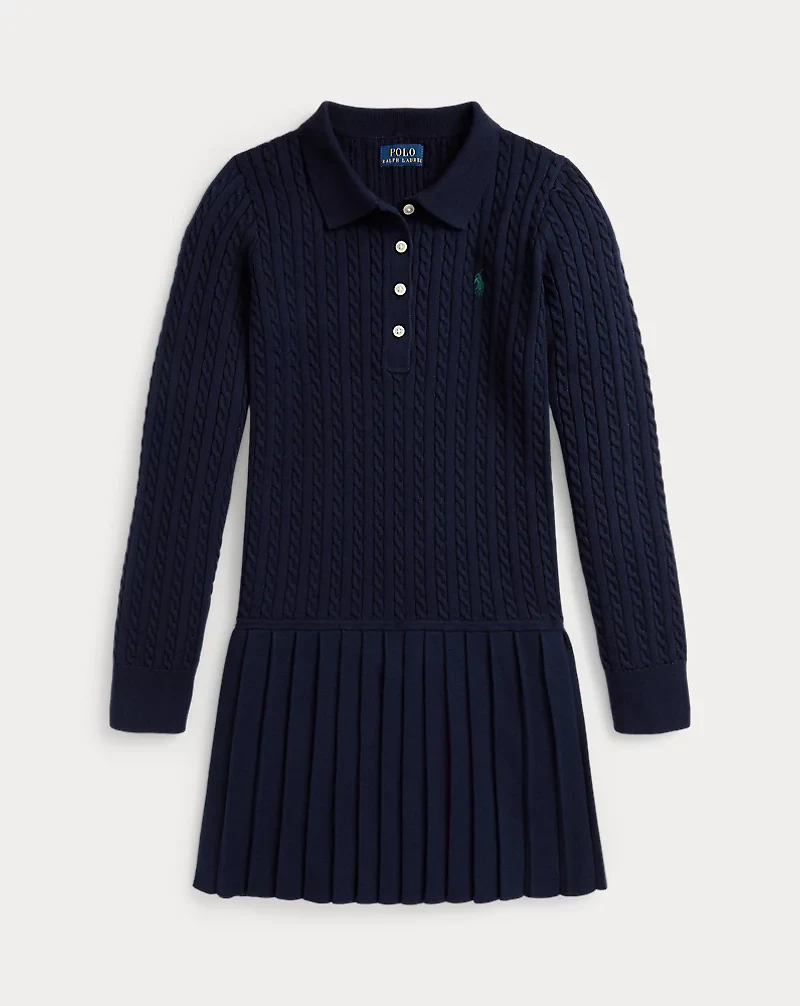 Mini-Cable Polo Sweater Dress