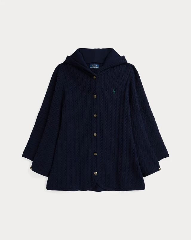 Shop Ralph Lauren Mini-Cable Cotton Hooded Poncho at Beverly