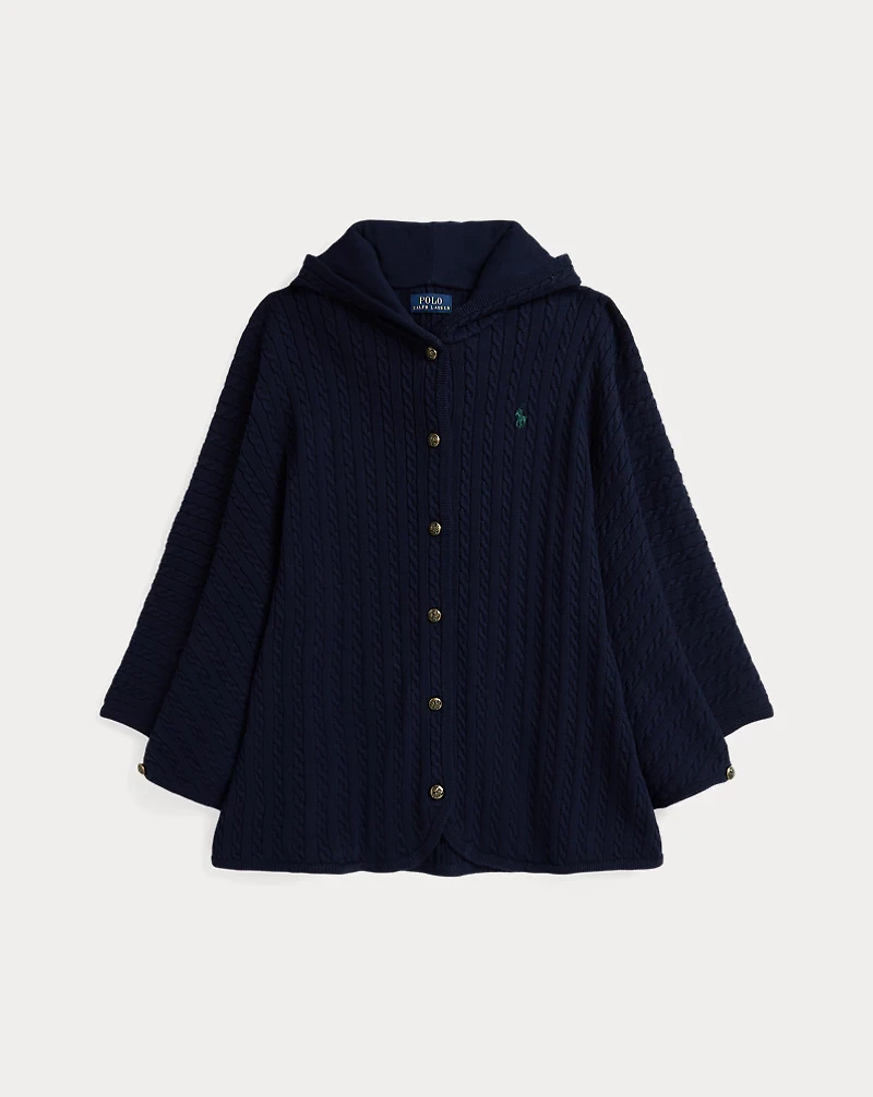 Mini-Cable Cotton Hooded Poncho