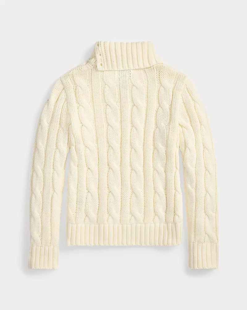 Cable-Knit Cotton Turtleneck Sweater