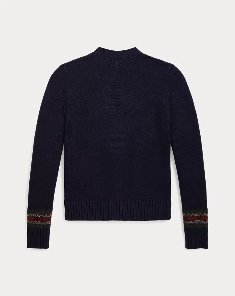Fair Isle Cotton-Blend V-Neck Cardigan