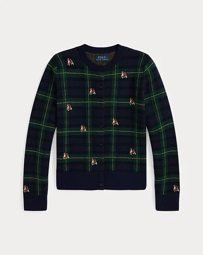 Dog-Embroidered Wool Cardigan