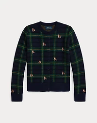Dog-Embroidered Wool Cardigan