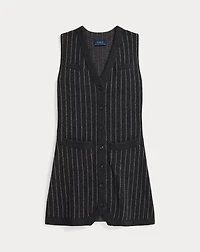 Pinstripe Wool Sleeveless Sweater Dress