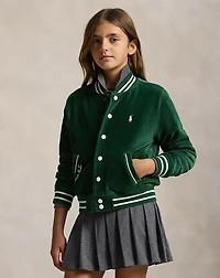 Logo Velour Baseball Jacket