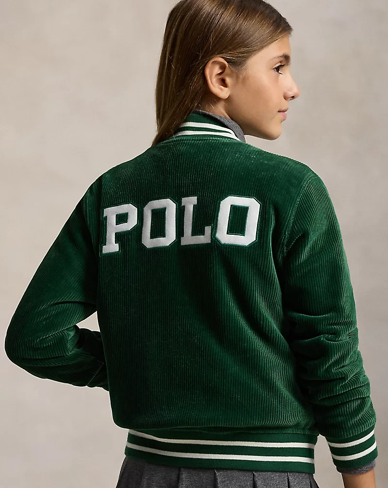 Logo Velour Baseball Jacket
