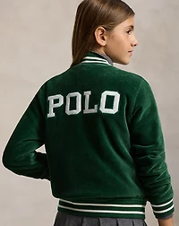 Logo Velour Baseball Jacket