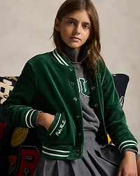 Logo Velour Baseball Jacket