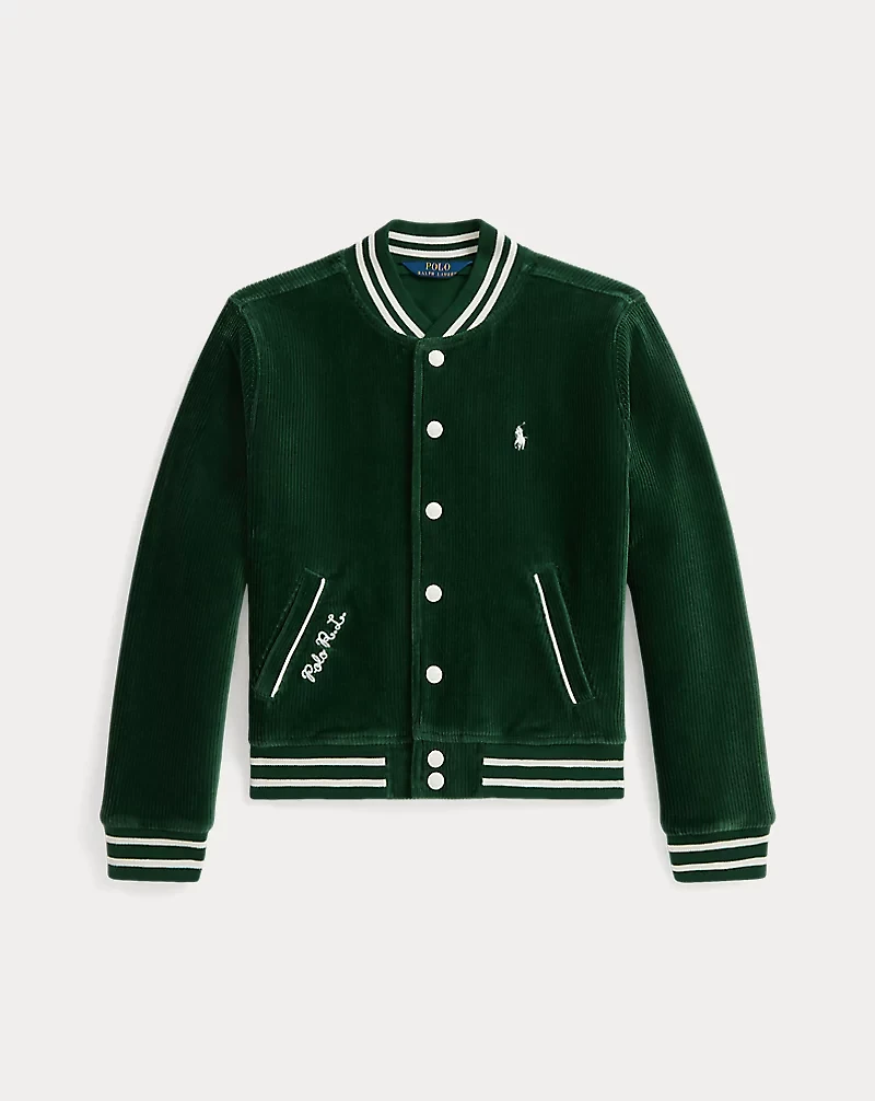 Logo Velour Baseball Jacket
