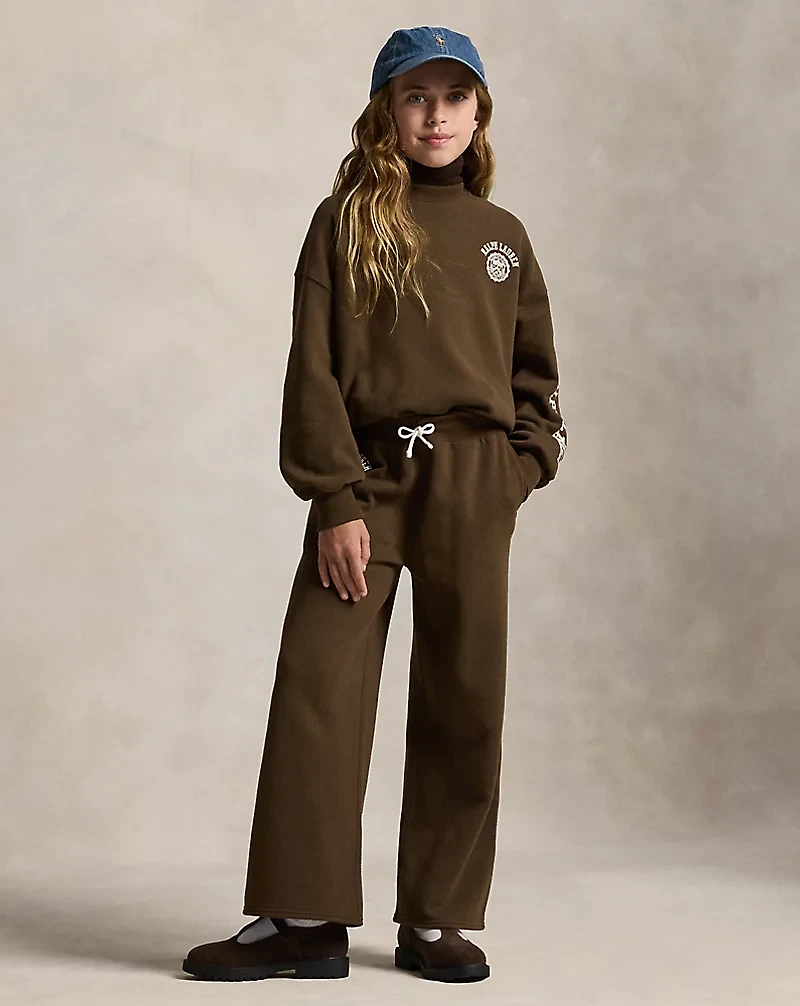 Logo Crest Fleece Wide-Leg Pant
