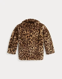 Leopard-Print Teddy Fleece Jacket