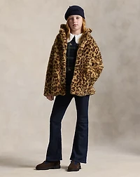 Leopard-Print Teddy Fleece Jacket