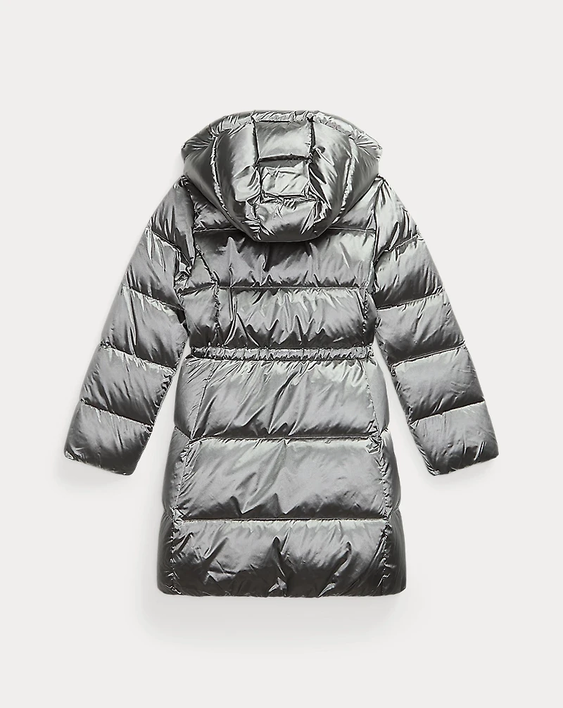 Metallic Down Hooded Long Jacket