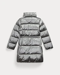 Metallic Down Hooded Long Jacket