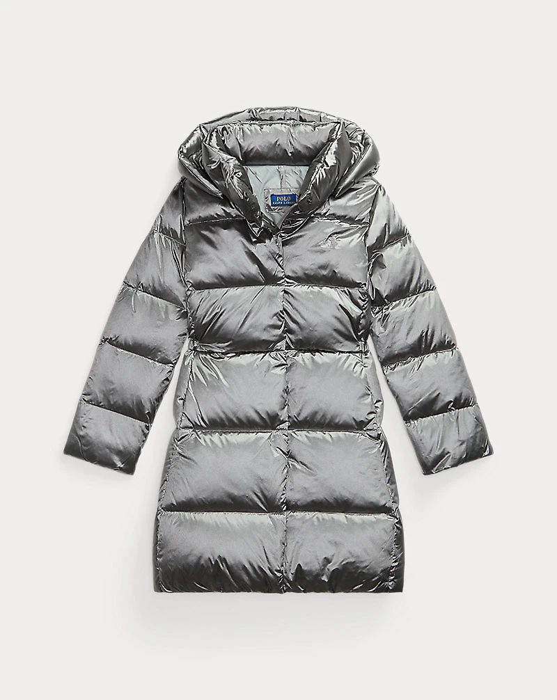 Metallic Down Hooded Long Jacket