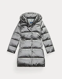 Metallic Down Hooded Long Jacket