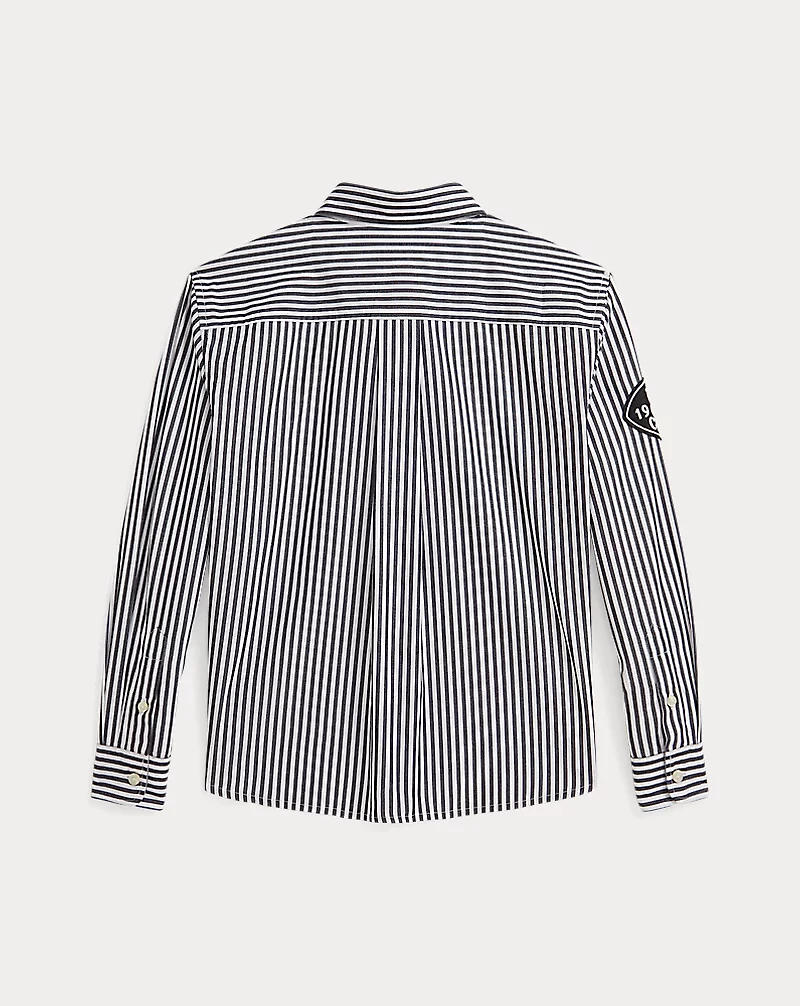 Striped Cotton Boxy Letter Shirt
