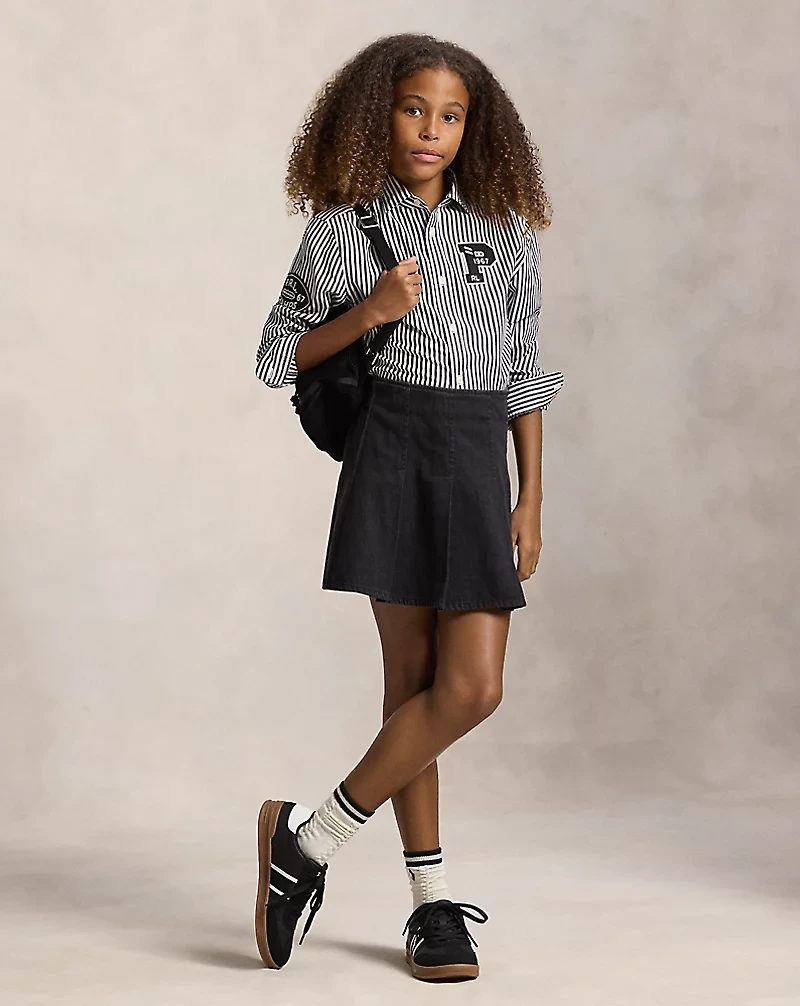 Striped Cotton Boxy Letter Shirt
