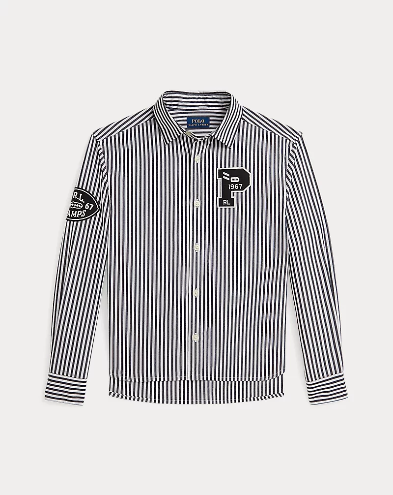 Striped Cotton Boxy Letter Shirt