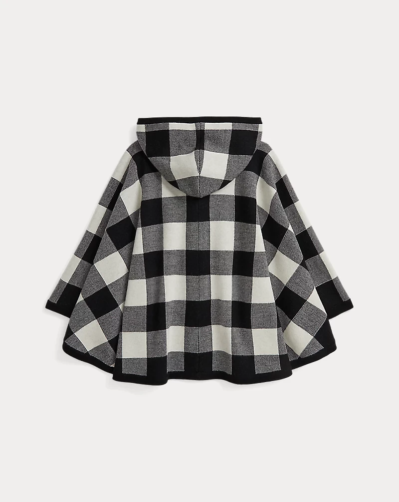 Checked Wool Hooded Poncho