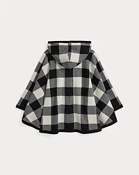 Checked Wool Hooded Poncho