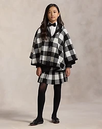 Checked Wool Hooded Poncho
