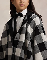 Checked Wool Hooded Poncho