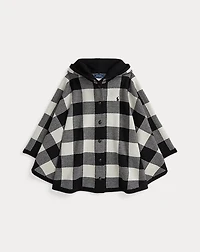 Checked Wool Hooded Poncho