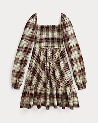 Plaid Ruffled Cotton Jersey Dress
